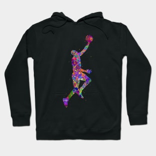 Basketball player jump watercolor Hoodie